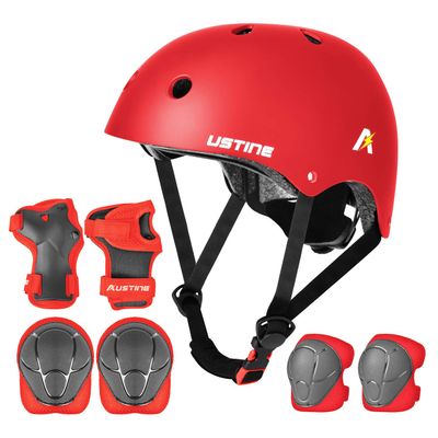 USTINE Kids Bike Helmet Set, Toddler Skateboard Helmets for Ages 2-14 Boys Girls, Adjustable Sports Helmet with Protective Gear Set Knee Elbow Wrist Pads for Skateboard Cycling Scooter Rollerblading