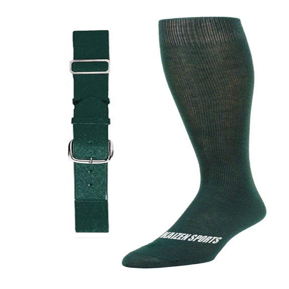 Baseball/Softball Sock & Belt Combo | Mens Womens Youth Baseball Sock & Baseball Belt | Notorious Sports (Forest, Large)