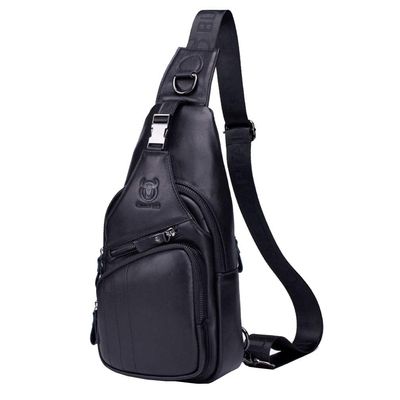 Hebetag Leather Sling Bag Crossbody Backpack for Men Women Outdoor Travel Shoulder Chest Pouch Casual Hiking Pack