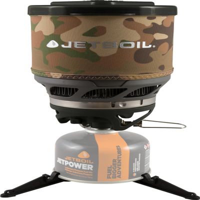 Jetboil MiniMo Portable Stove with Adjustable Heat Control for Camping and Backpacking, Propane/Isobutane Burner with Cooking Cup, Camo
