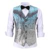Ceehuteey Suit Vest Gradient Color Sequin Mens Evening Party Fashion Waistcoat for Wedding Groomsmen M,Ice Blue-Silver view 1