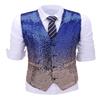 Ceehuteey Suit Vest Gradient Color Sequin Mens Evening Party Fashion Waistcoat for Wedding Groomsmen M,Ice Blue-Silver view 3