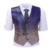Ceehuteey Suit Vest Gradient Color Sequin Mens Evening Party Fashion Waistcoat for Wedding Groomsmen M,Ice Blue-Silver view 4