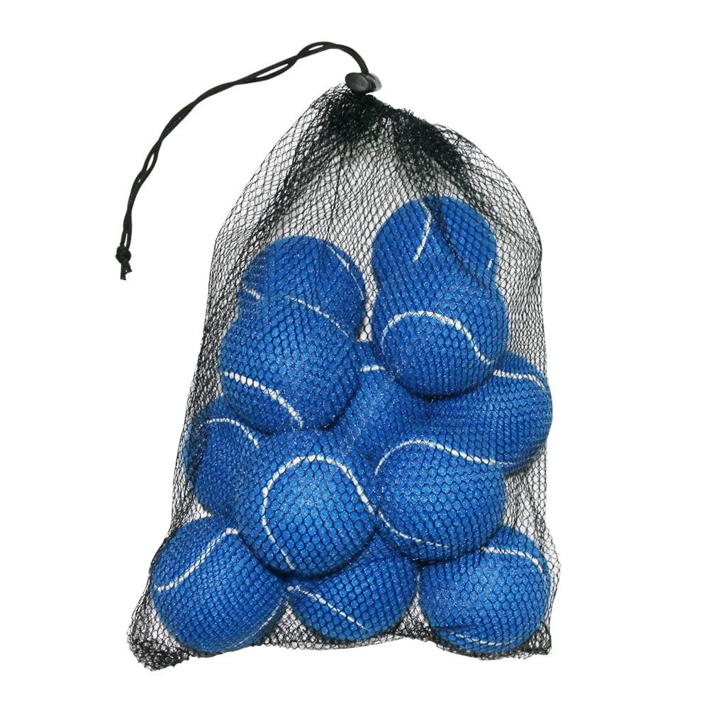 URBEST Tennis Balls, 12 Packs Training Tennis Balls Practice Balls for Novice Player, Pet Dog Playing Balls with Mesh Carry Bag (Navy Blue)
