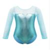 TiaoBug Kids Girls Shiny Metallic Gymnastics Leotards One-Piece Long Sleeve Ballet Dance Leotard Bodysuit Activewear Metallic Lake_Green 7-8 view 1