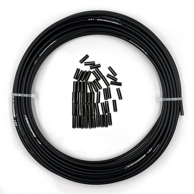 Farbetter Lined Bicycle Bike Derailleur/Shift Cable Housing, 4mm x 50ft, Including 50 PCS Cable End Caps Kit, The Most Trusted DIY Set for SRAM/Shimano Mountain Bike Road Bike (Black)