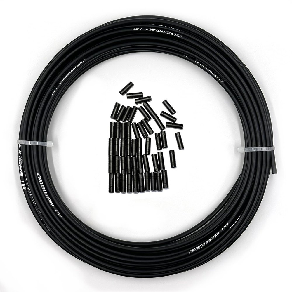 Farbetter Lined Bicycle Bike Derailleur/Shift Cable Housing, 4mm x 50ft, Including 50 PCS Cable End Caps Kit, The Most Trusted DIY Set for SRAM/Shimano Mountain Bike Road Bike (Black)