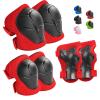 Wemfg Kids Protective Gear Set Knee Pads for Kids 7-13 Years Toddler Knee and Elbow Pads with Wrist Guards 3 in 1 for Skating Cycling Bike Rollerblading Scooter(Red) view 1