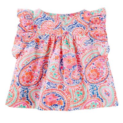 OshKosh Girls' Flutter Sleeve Top, Multi-Color, 6-9 Months