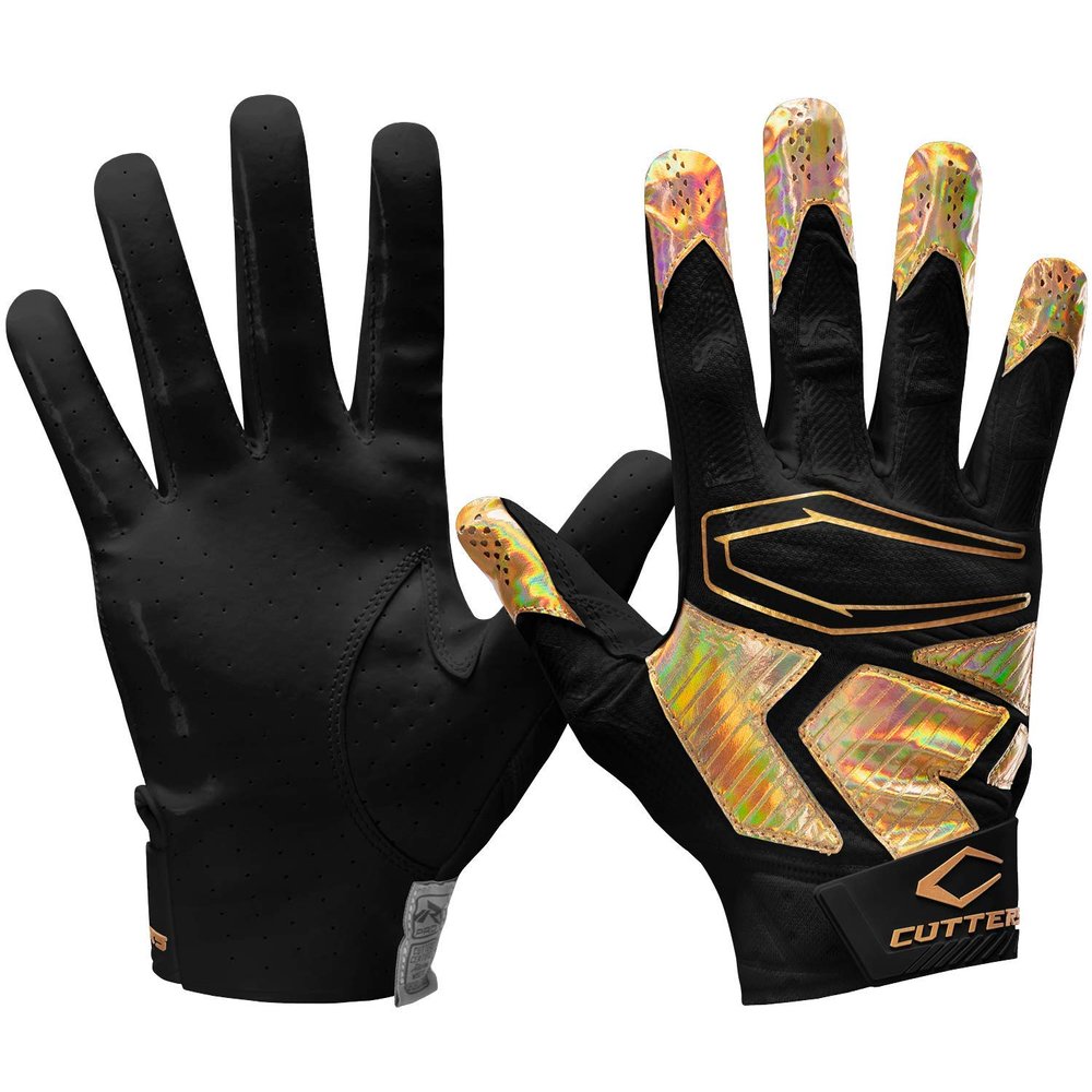 Cutters Rev Pro 4.0 Receiver Glvs Blk/Gold Chrome Iridescent A/XXXL (S500-0131IR-37)