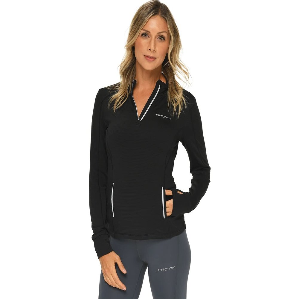 Arctix Women's Dynamic 1/4-Zip Base Layer Top, Black, X-Large