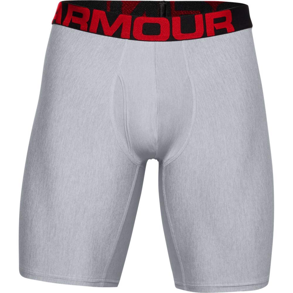 Under Armour mens Tech 9-inch Boxerjock 2-Pack , Mod Gray Light Heather (011)/Jet Gray Light Heather , Small