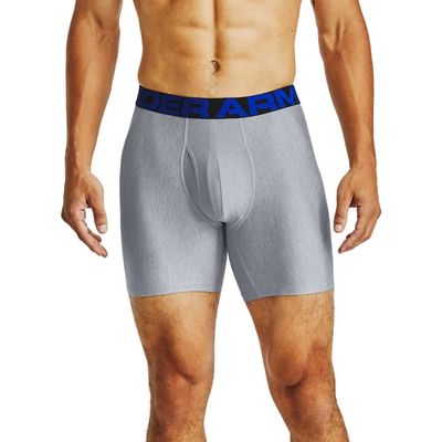 Under Armour mens Tech 6-inch Boxerjock 2-Pack , Academy Blue (408)/Mod Gray Light Heather , Small