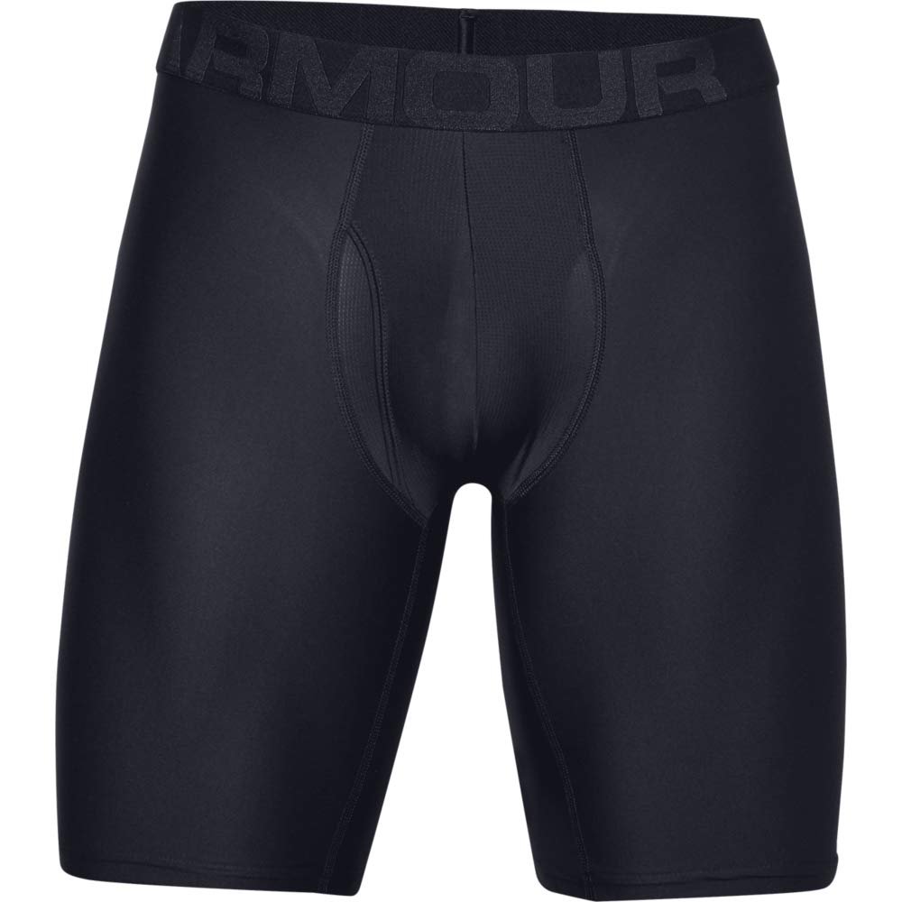 Under Armour mens Tech 9-inch Boxerjock 2-Pack , Black (001)/Black , Small