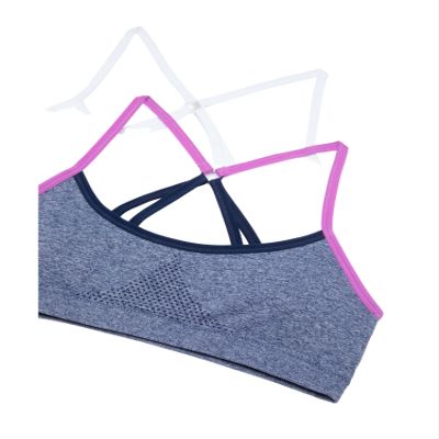 Hanes Girls', Big Kid Big ComfortFlex Fit Seamless Racerback 2-Pack Bra, in The Navy Heather/Magenta Quartz w White, X-Large