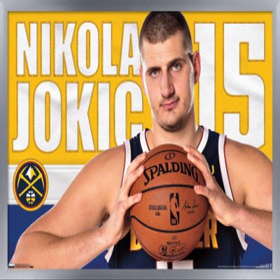 Trends International NBA Denver Nuggets - Nikola Jokic 19 Wall Poster, 22.375" x 34", Silver Framed Version