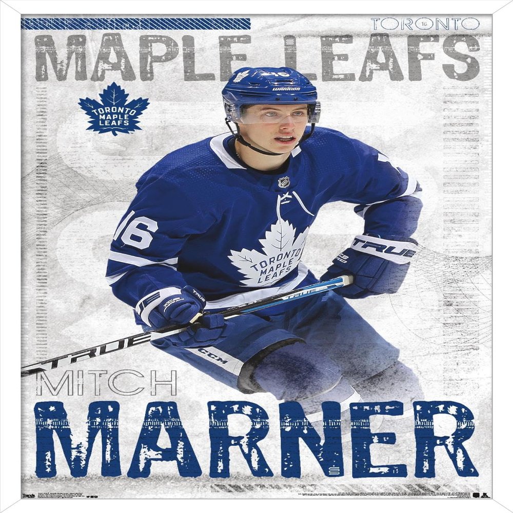 Trends International NHL Toronto Maple Leafs - Mitch Marner 19 Wall Poster, 22.375" x 34", White Framed Version