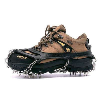 AnEssOil Ice Snow Grips Traction Cleats Upgraded 19 Spikes Crampons for Snow Shoes and Boots for Winter Trail Running, Hiking, and Ice Fishing (Black,XL)