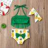 Infant Toddler Baby Girl Tassel Bikini Swimsuit Tops Watermelon Bikini Bottom 3PCS Swimwear Sets Bathing Suit (6-12 Months, Pineapple Yellow Green) view 2