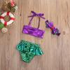 Infant Toddler Baby Girl Tassel Bikini Swimsuit Tops Watermelon Bikini Bottom 3PCS Swimwear Sets Bathing Suit (2-3 T, Mermaid Bikini Set) view 2