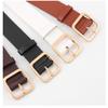Andongnywell Womens Leather Belt Casual Ladies Belts for Jeans Pants Dresses with Square Buckle Simple Girls Belt (Camel 2) view 2