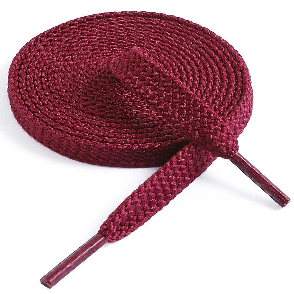 VSUDO Upgrade 79" Double Layer Weave Flat Shoelaces, 5/16" Wide Flat Shoe Laces for Adults & Kids Sneakers or Athletic Shoes [1Pair-Purplish Red-200CM]