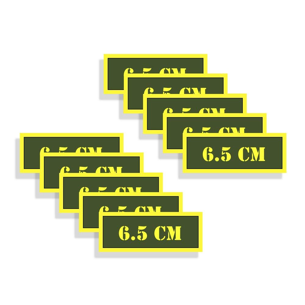 Ammo Can Labels 6.5 CM Ammunition Decals Olive Drab Green Firearm Labels for 6.5 Creedmoor 10 Pack Adhesive Vinyl 3"x1.15" #AG