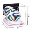 Better Display Cases Acrylic Mini - Miniature (not Full Size) Soccer Ball Display Case with Mirror Case, Pink Risers and White Base (B03/A015) view 2