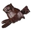 Men's Winter PU Touch Screen Warm Riding Business Leisure Washed Leather Gloves (Brown) view 1