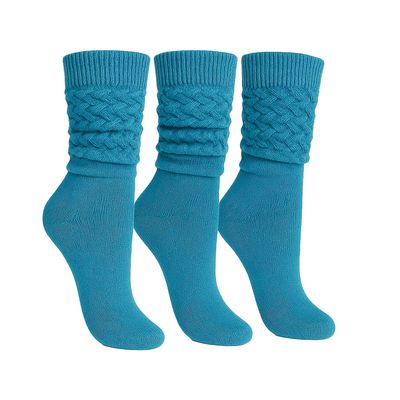 AWS/American Made Slouchy Scrunch Cotton Slouch Socks for Women Shoe Size 5 to 10 (Capri, 3 Pairs)