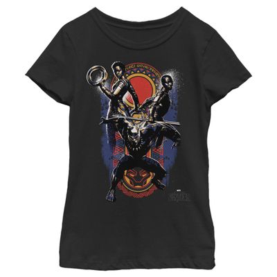 Fifth Sun Marvel Universe Big Three Girl's Solid Crew Tee, Black, Small