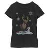 Fifth Sun Frozen Snow Clones Girl's Solid Crew Tee, Black, Medium view 1