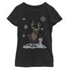 Fifth Sun Frozen Snow Clones Girl's Solid Crew Tee, Black, Medium view 2