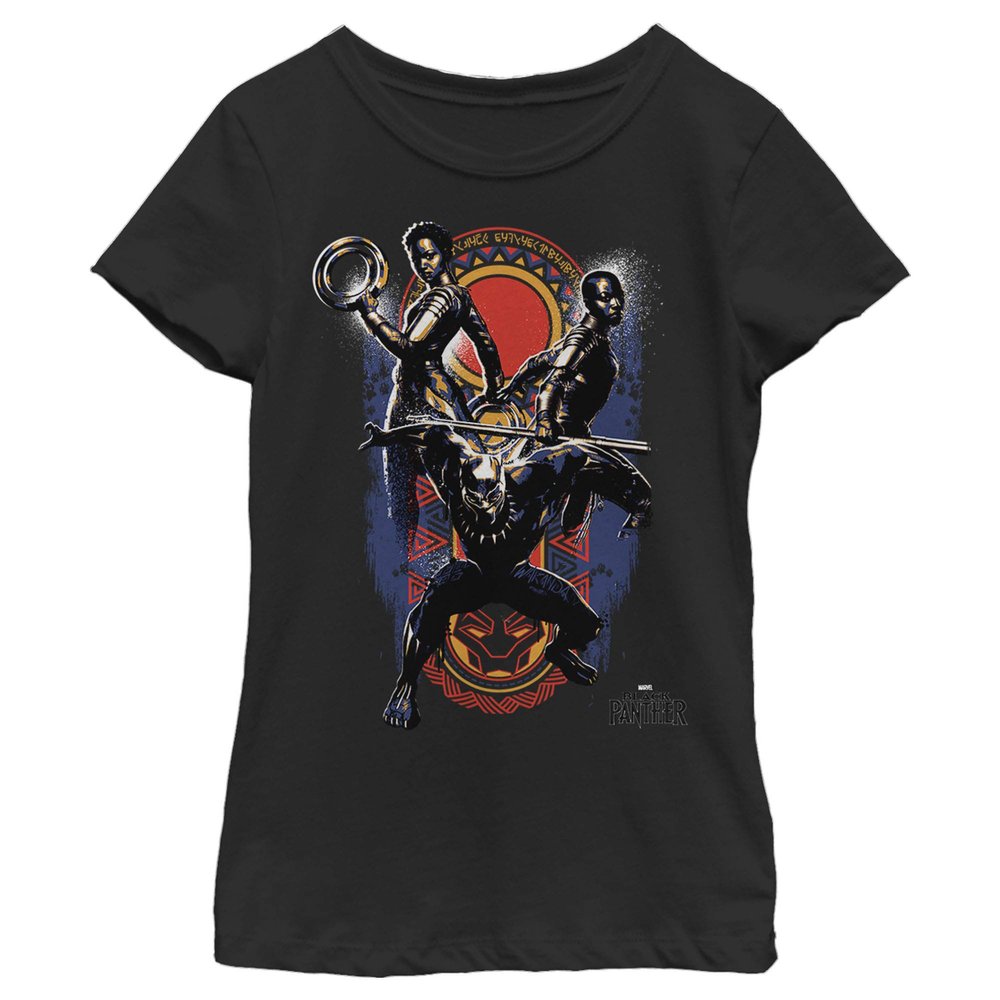 Fifth Sun Marvel Universe Big Three Girl's Solid Crew Tee, Black, Medium