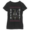 Fifth Sun Frozen Sven & Olaf Girl's Solid Crew Tee, Black, Medium view 1
