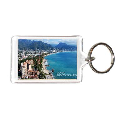 Mexico Mexican Acrylic Keychains KeyRings Holders (3 Piece, City: PUERTO VALLARTA #MEX11)