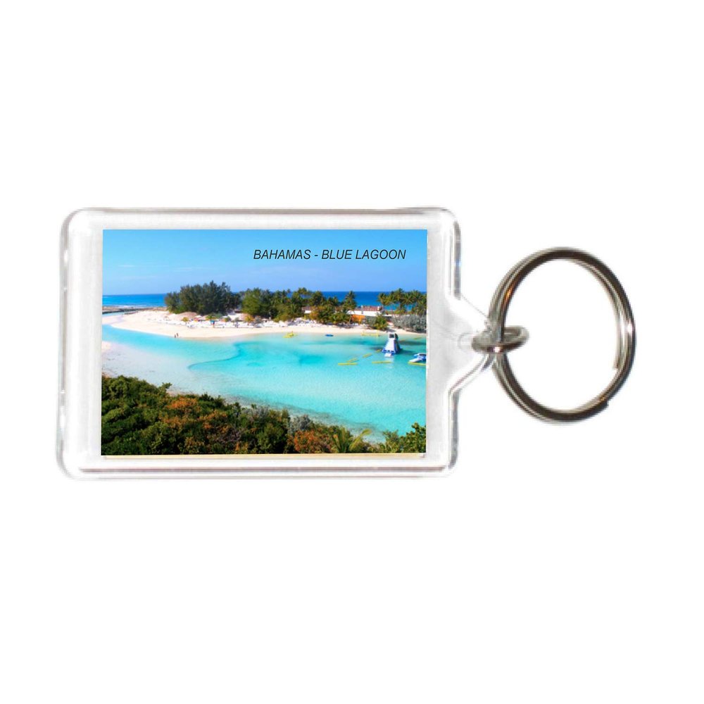 Bahamas Bahamian Acrylic Keychains KeyRings Holders (1 Piece, Style: Blue Lagoon Island #BAH12)