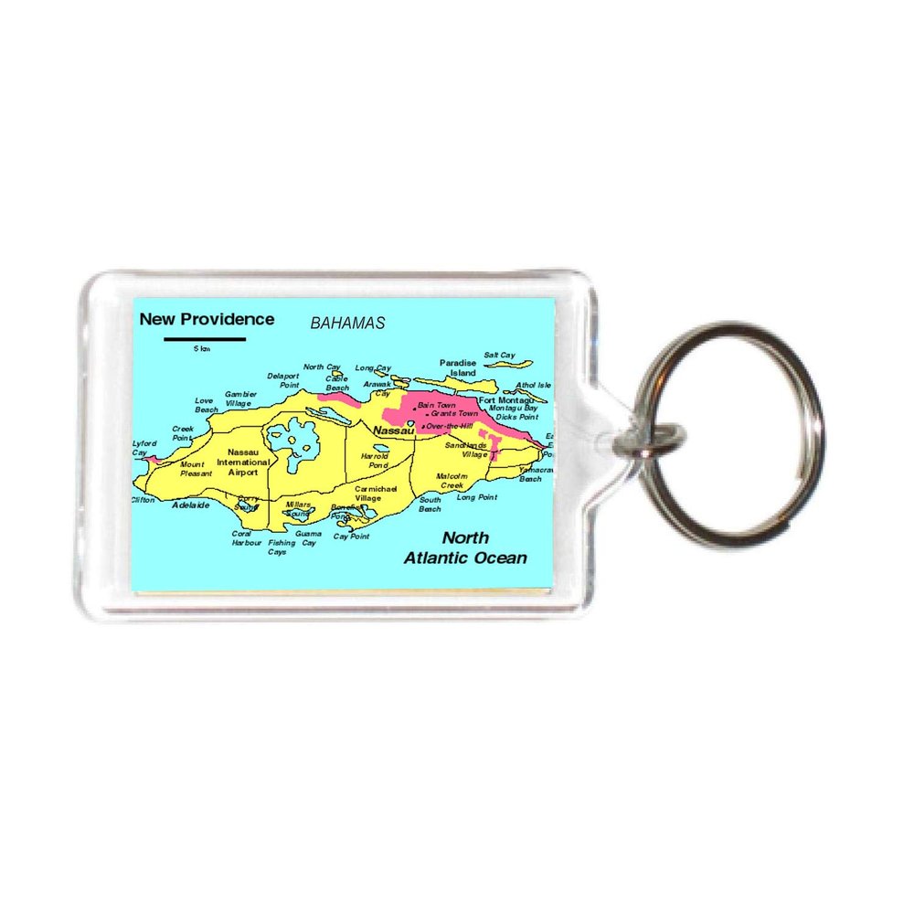 Bahamas Bahamian Acrylic Keychains KeyRings Holders (1 Piece, Style: New Providence #BAH11)