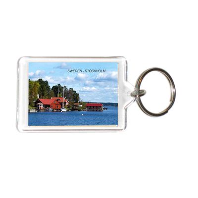 Sweden Swedish Acrylic Keychains KeyRings Holders (3 Piece, City: STOCKHOLM #SWE9)