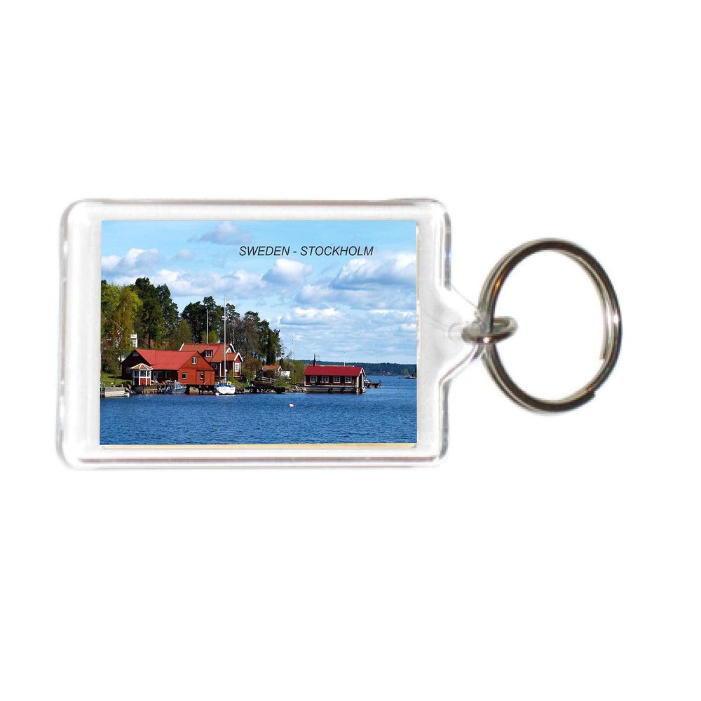 Sweden Swedish Acrylic Keychains KeyRings Holders (3 Piece, City: STOCKHOLM #SWE9)