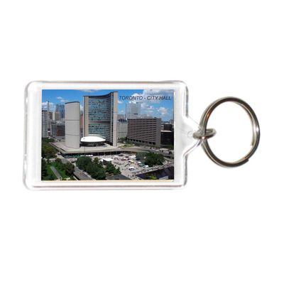 Canada Canadian Ontario Toronto Acrylic Keychains KeyRings Holders (3 Piece, City: CITY HALL #TOR1)