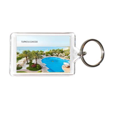 Sweden Swedish Acrylic Keychains KeyRings Holders (1 Piece, City: TURKS & CAICOS #TC2)
