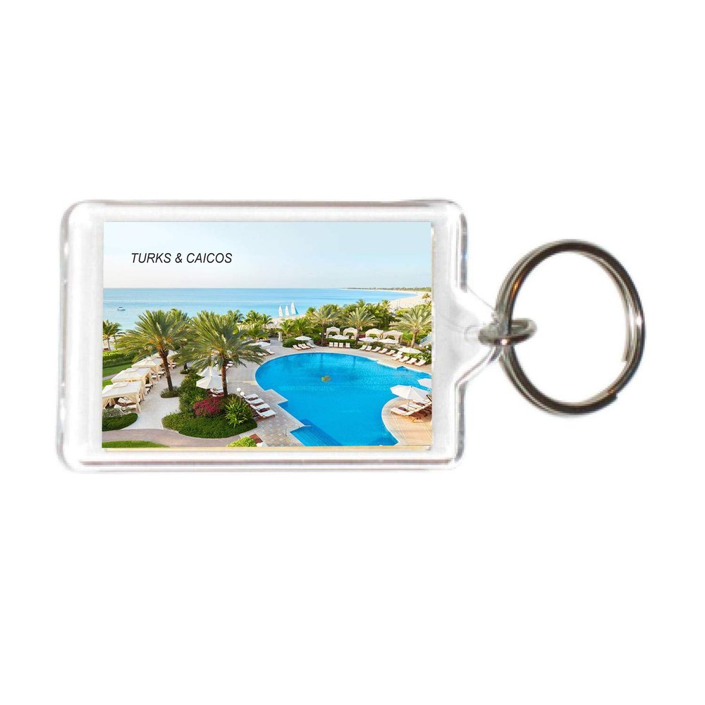 Sweden Swedish Acrylic Keychains KeyRings Holders (1 Piece, City: TURKS & CAICOS #TC2)