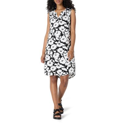 Amazon Essentials Women's Sleeveless Woven Shift Dress, Black White Abstract Floral, X-Small