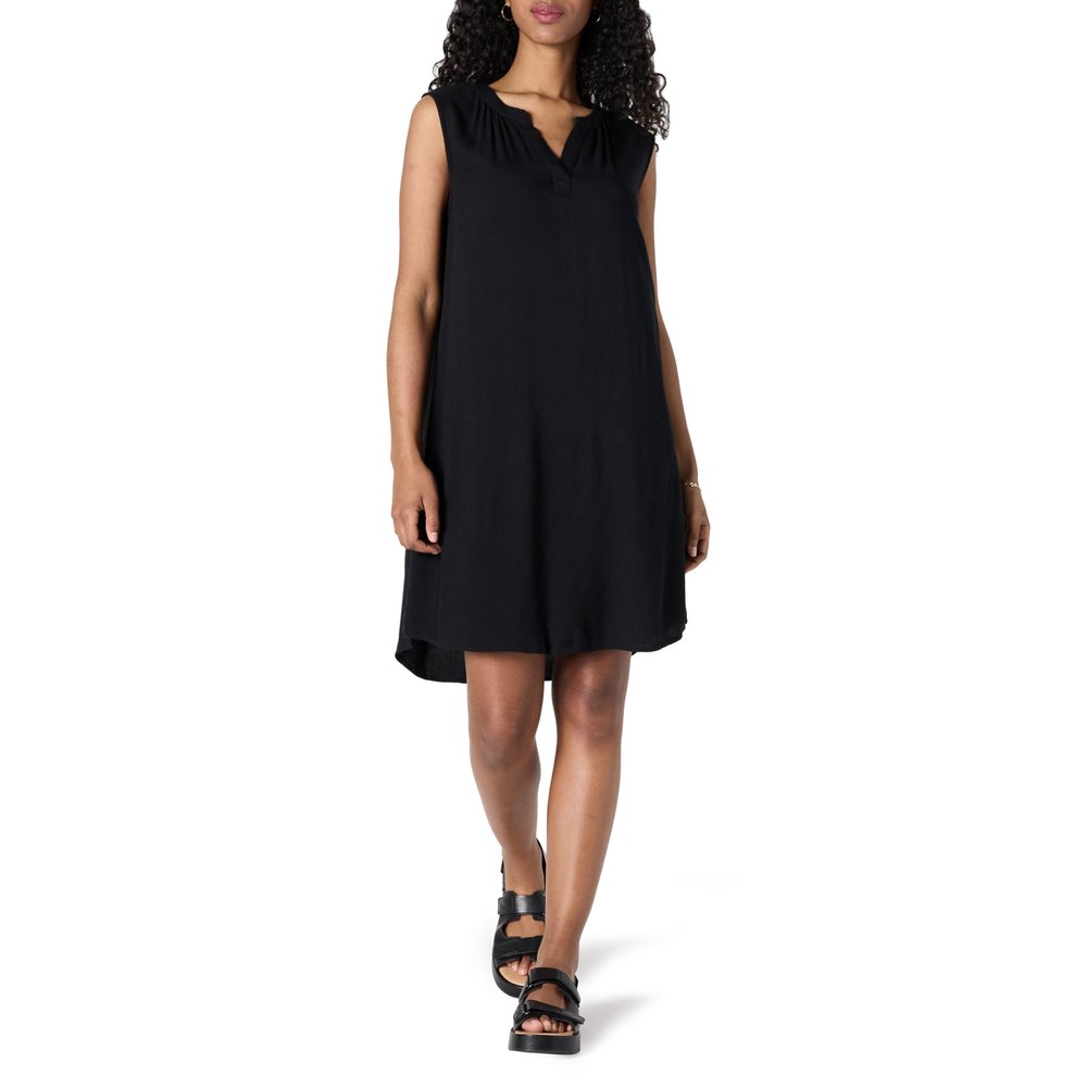 Amazon Essentials Women's Sleeveless Woven Shift Dress Shirt, -Black, Small