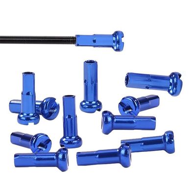 AKOAK 12 Pcs Mountain Bike Color Spoke Cap, Wheel Spoke Nipple Decoration Mountain Road Bike 14G, Bicycle Spoke Accessories (Blue)
