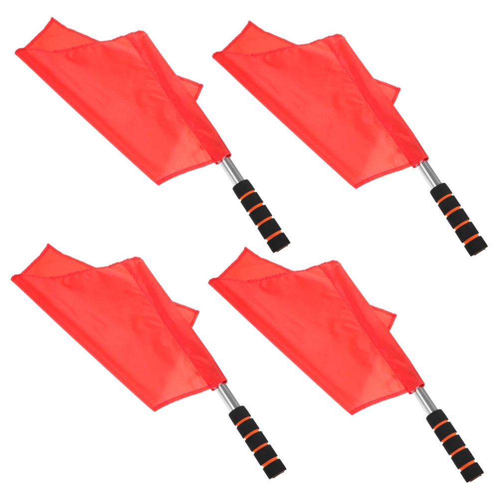 4pcs Soccer Linesman Referee Flags Metal Pole Foam Handle for Football (Red)