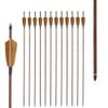 Obert 12pcs Archery Pure Carbon Arrows Wood Grain Shaft for Recurvebow Compoundbow Longbow 28 Inch Spine 400/500 with 4" Real Feathers for Hunting Practice (Spine500) view 1