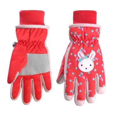 Azarxis Kid Snow Ski Winter Gloves Children Waterproof Cold Weather Warm Mittens (Red, M (7-9 Years Old))