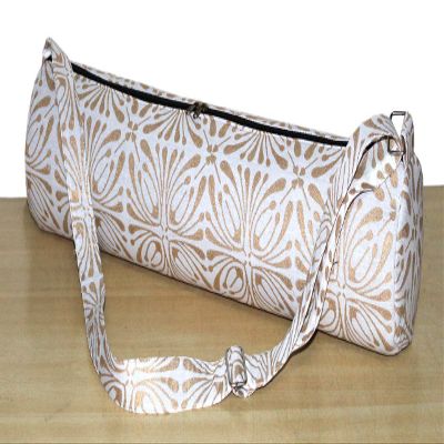ICC Black Gold Mandala Full-Zip Exercise Yoga Mat Carry Bag Gym Beach Pilates Carrier Bags Hippie Mandala Indian Cotton Bag (White Gold Block)